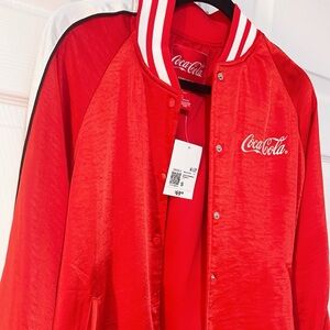 New Satin Coca Cola Coke Jacket Coat Embroidered unisex NWT
